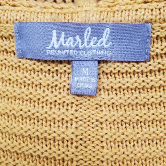 Marled Reunited Yellow Hooded Open Front Cardigan M - Picture 2 of 5